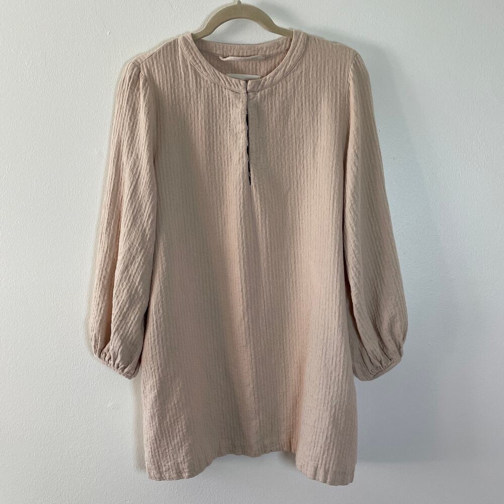 Mara Hoffman Tunic Womens Medium Beige Casual Coastal Pocket Minimal Resort